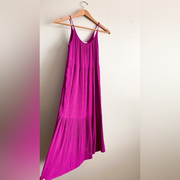 Loft Tiered Midi Dress Sleeveless Flowy Aline Fit & Flare strapped Formal Casual - Picture 5 of 12